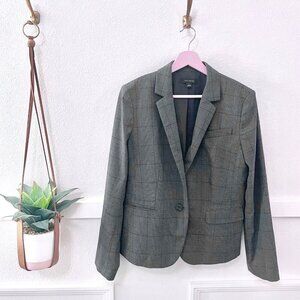 Ann Taylor Dark Gray Plaid Newbury Blazer Size 8